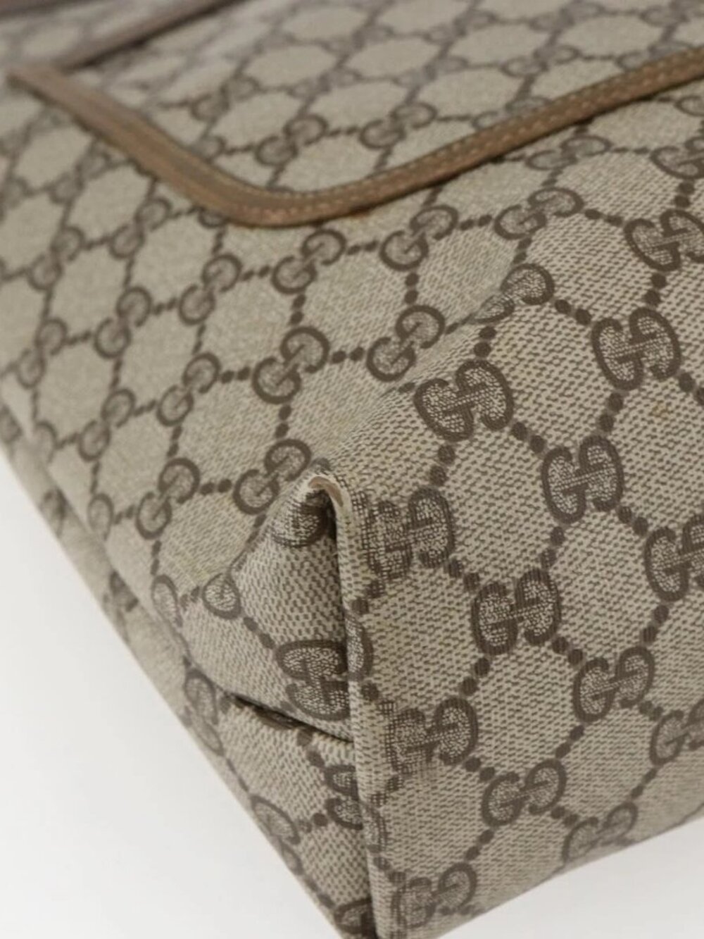 GUCCI GG Supreme Web Sherry Line Tote Bag PVC Beige Gold 39 02 003 Auth 173540 - Picture 7 of 13